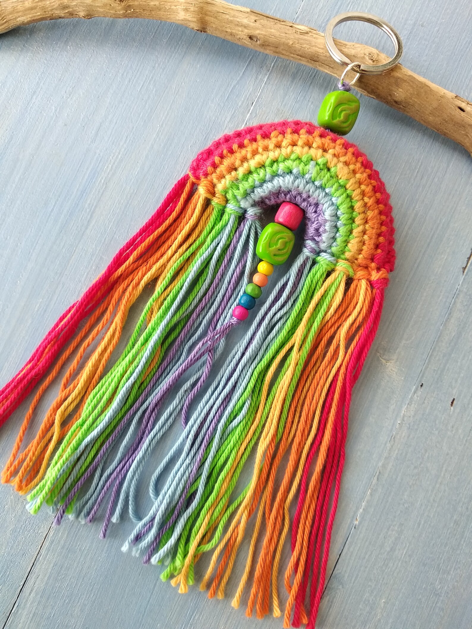Rainbow Keychain Crochet Rainbow Keychain Rainbow Etsy