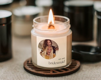 Bridesmaid Proposal Candle Label Template with Photo | Maid of Honor Gift | Printable Digital Download | Personalized DIY Wedding Party Gift