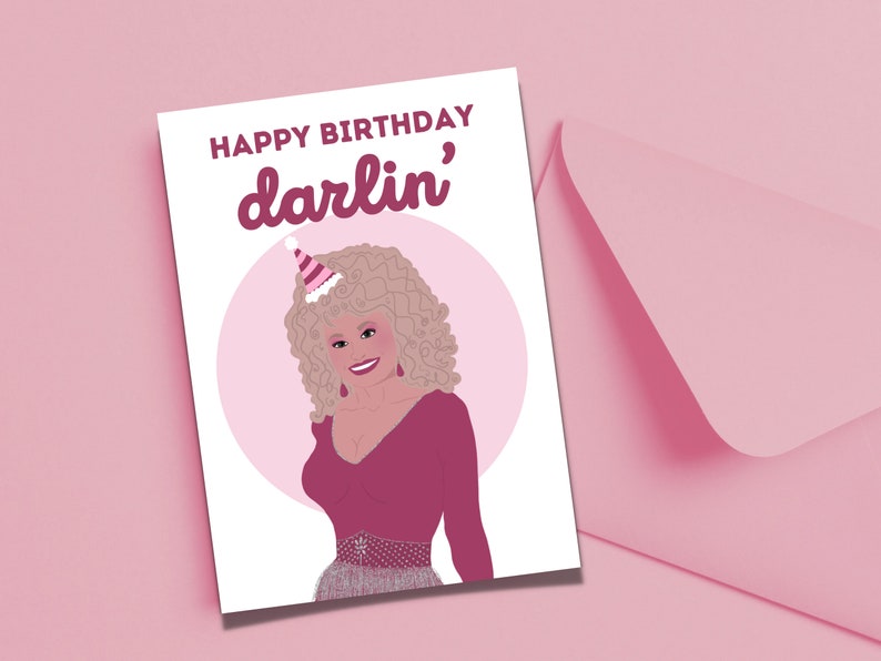 Dolly Parton Birthday Card Funny Cute Greeting Card Etsy