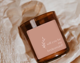 Floral Terracotta Bridesmaid Proposal Candle Label Templates | Maid of Honor Gifts | Printable Digital Download | DIY Wedding Party Gifts