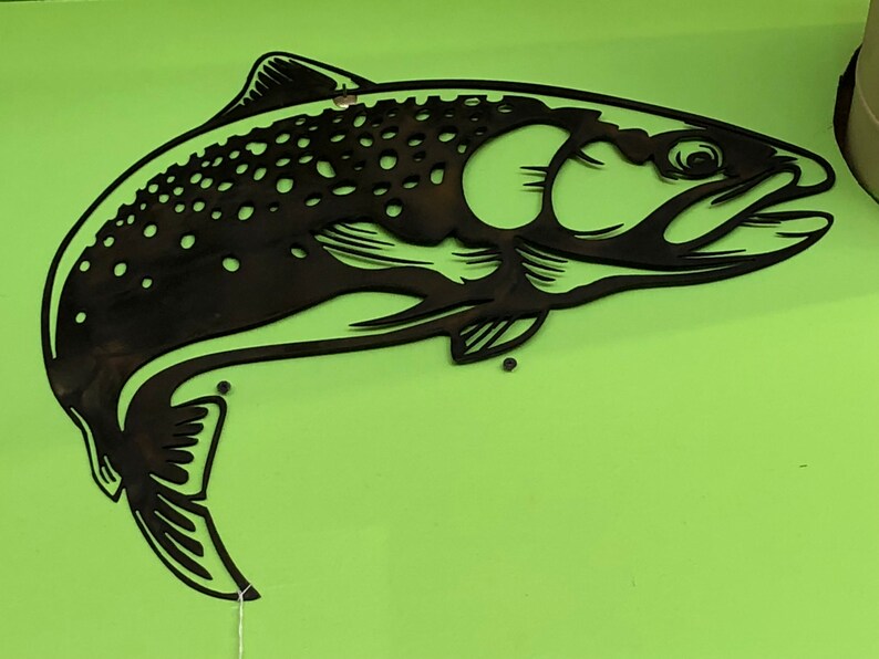 Metal Wall Art Trout 20x16 Etsy