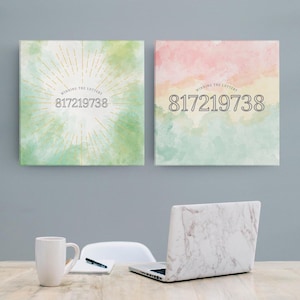 May include: Two watercolor paintings with a green and pink background. The paintings feature the text "Winning the Lottery" and the number "817219738".
