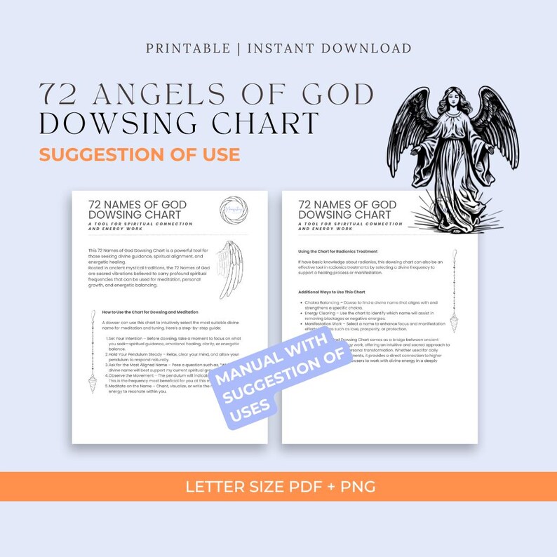 72 Angels of God Dowsing Chart – Radiesthesia, Kabbalah (printable) - Etsy