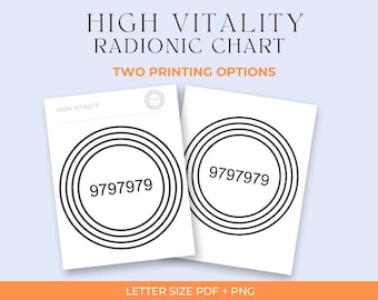 High Vitality Radionic Chart - Radiesthesia and Radionics - Energy Remedy - Printable