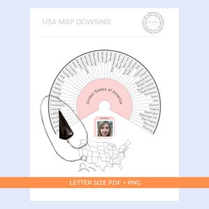 USA Map Dowsing Chart – Printable Radiesthesia Pendulum Chart for Energy Work & Divination image 2