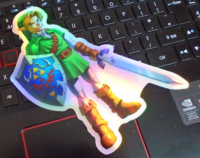 Adult Link - Zelda themed Holographic Sticker | Decal | Laptop | Vinyl | Bumper |