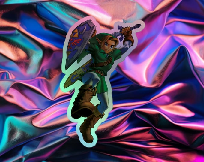 Adult Link (1/10th) - Zelda themed Holographic Sticker | Decal | Laptop | Vinyl | Bumper |
