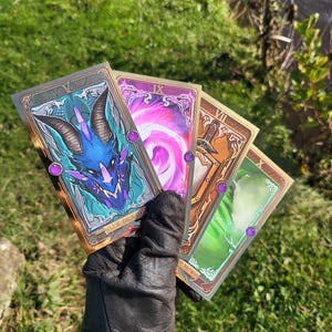 Réplicas de cartas del Tarot de la Feria de la Luna Negra - World of Warcraft - Dragón Azul, Vorágine, El Vacío Abisal y Heroísmo