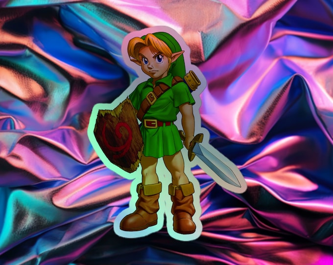 Young Link (1/10th) - Zelda themed Holographic Sticker | Decal | Laptop | Vinyl | Bumper |