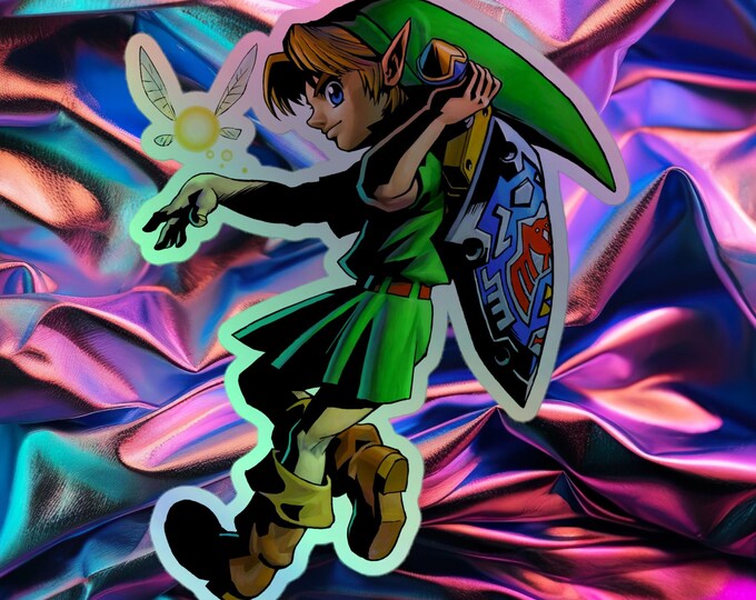 Young Link (1/10th) - Zelda themed Holographic Sticker | Decal | Laptop | Vinyl | Bumper |