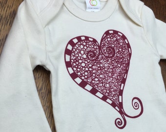 Baby Gift, Baby Clothes, Red Heart, Baby One Piece