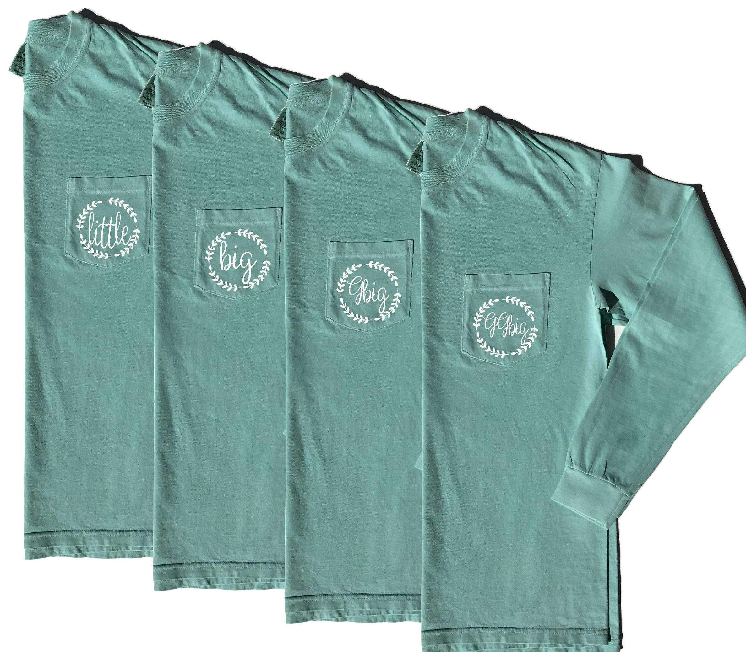 Long Sleeve Sorority Wreath Comfort Colors Pocket Tee Vinyl