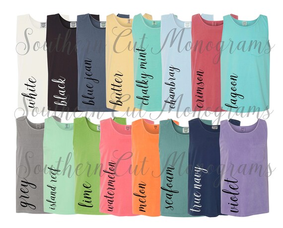 Comfort Color T Shirt Color Chart