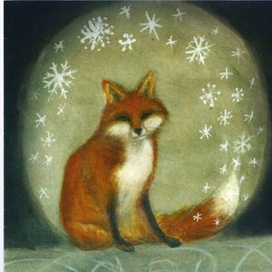 SNOWTALE aquarelle carte de voeux ensemble de 2 - carte de renard - carte de voeux vierge - carte pliée - carte Animal - carte d’Art