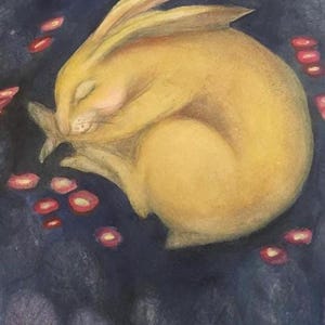 Juego de tarjetas de acuarela "Conejito soñando" - Tarjetas de felicitación con arte animal