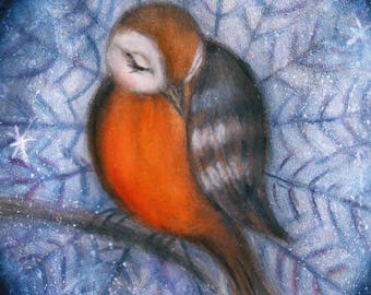 Holy night  Postcard set of 3 -  Bird  Card - Blank postcard A5- Animal Card -  Art Card