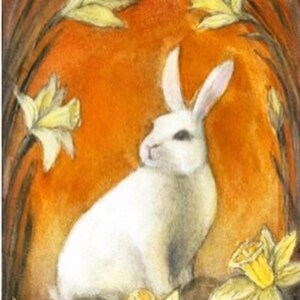 Juego de tarjetas de conejito de Pascua en acuarela: tarjetas de animales en blanco