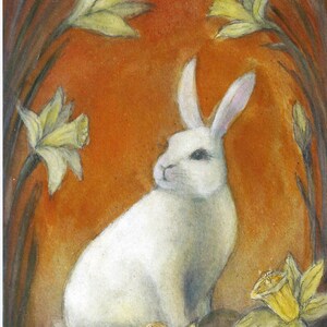 EASTER BUNNY Aquarelle Carte de voeux ensemble de deux - Carte de lapin - Carte de voeux vierge - Carte pliée - Carte animale - Carte d'art