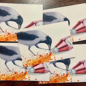 Set de postales con diseño de cuervos de Heinz: tarjetas de animales en blanco