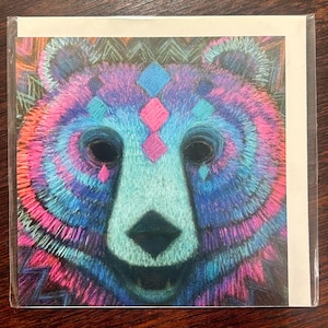 Tarjetas de felicitación con diseño de máscara de oso polar: tarjetas de felicitación con dibujos al pastel