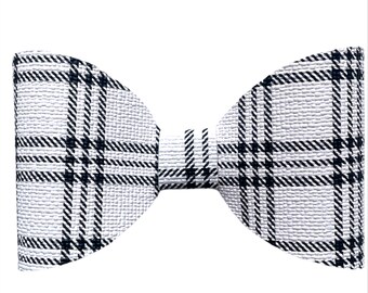 Plaid Dog Bow Tie: Black & White Collar Accessory