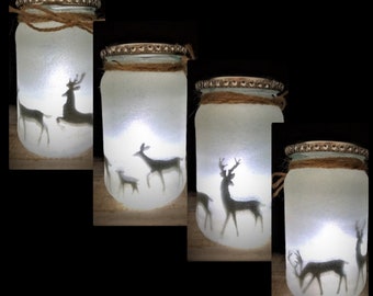 Deers Stag  Night light, mood lighting, Fairy sitting in a jar, Fairy Jar, Glitter Jar, Christmas, light up jars, mason jars,Christmas