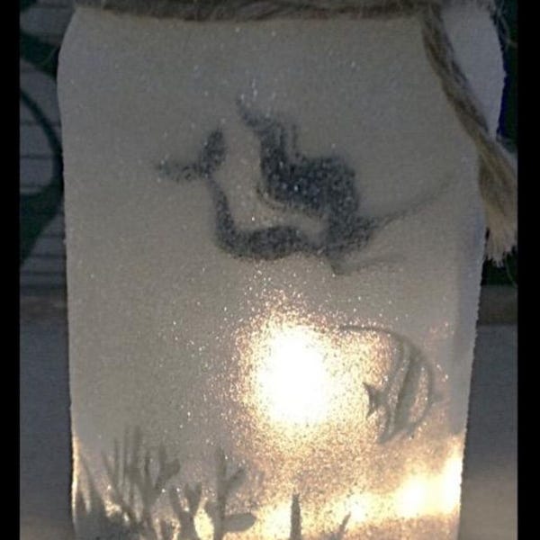 Mermaid Nachtlicht: Etiertes Glitter Feenglas