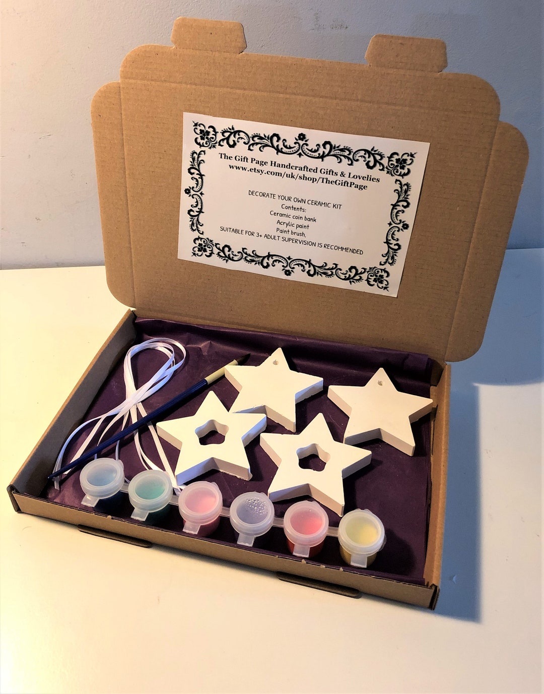 Christmas Decorations Kit Paint Your Own Ceramic Kit Hanging Stars