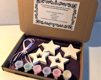 Christmas Decorations KIt - Paint your own Ceramic Kit- hanging Stars Ceramic Craft Kit- Craft Kit-