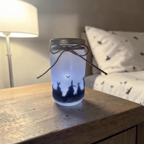 Bunny Rabbit Nachtlampje Glitter Oplichtende Pot - Paascadeau