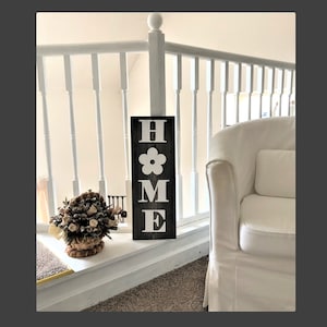 Home WOODEN  sign | farmhouse signs | porch decor |  housewarming gift | gift | wood plaque | Home with flower as O
