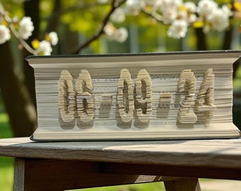 Folded Book Art-Any Date-Paper-Anniversary-Wedding-Birthday-Gift-Individually Crafted