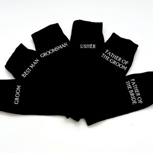 Herren Schwarz Hochzeit Party Kleid Socken - Bräutigam - Groomsman - Usher - Trauzeuge - Vater der Braut - Vater des Bräutigams