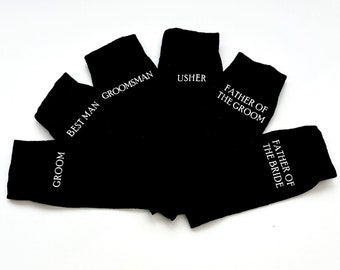 Mens Black Wedding Party Dress Socks - Groom - Groomsman - Usher - Best man - Father of the Bride - Father of the Groom