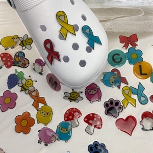 Awareness Ribbons Removeable Shoe decoration Charm plugs for shoes or rubber bags button holes with 10mm holes