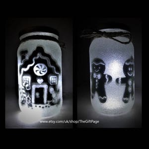Gingerbread man & woman , Holiday Decor,Gingerbread house, Night light, mood lighting, Fairy Jar, Glitter Jar, Christmas, mason jars