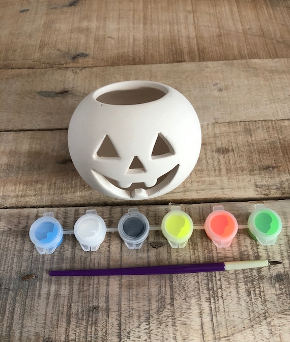 Halloween Pumpkin or Bat ~ Tea Light Holder ~  Paint Your Own ~ Kids Craft Kit 