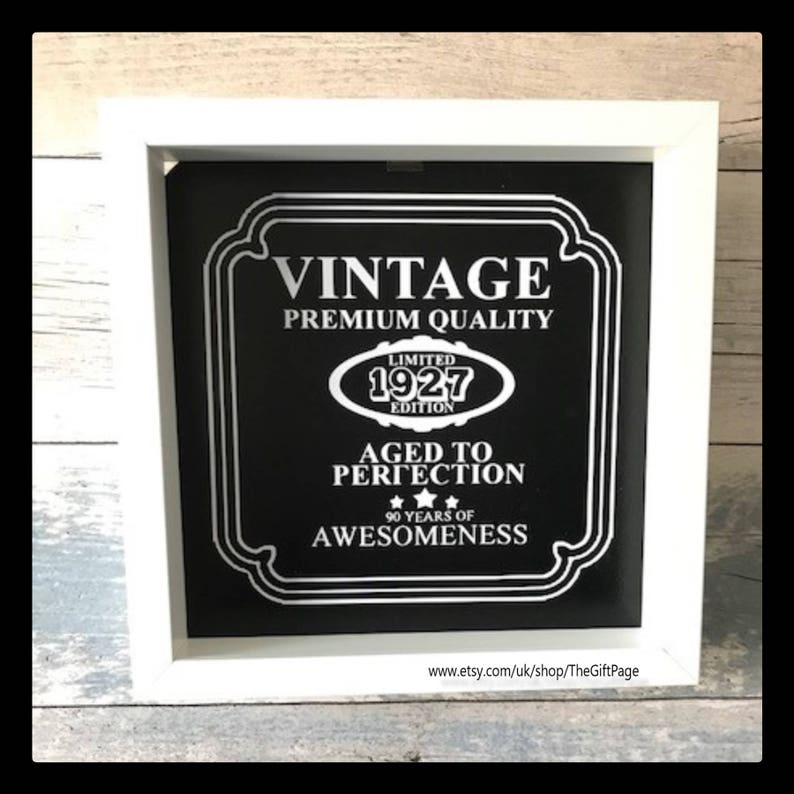 90th Birthday The Year 1927 Box Frame Shadow