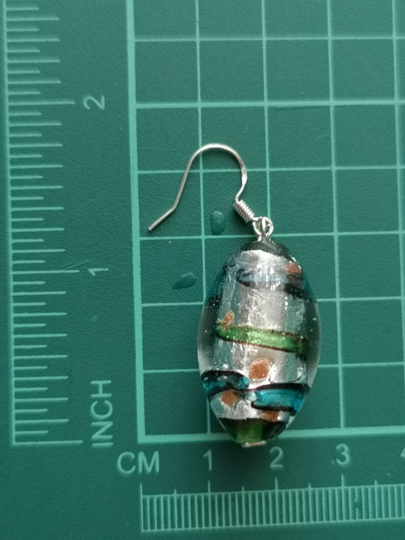 Sterling Silver Dichroic Glass Bead Dangle Earrings