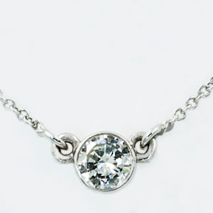 Round Diamond Solitaire 16" 14 Karat White Gold Necklace