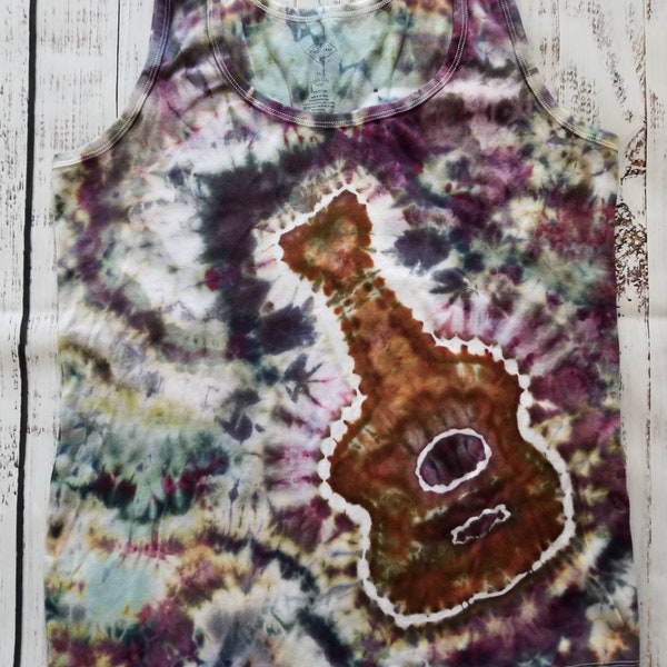 XL Extra Large Women's Comfy Guitar Tie Dye Tank Top with Wings on back