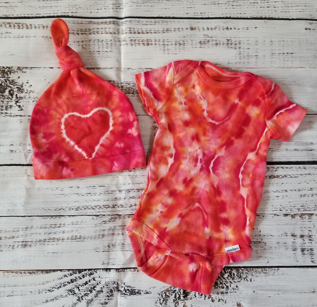 Newborn Tie Dye Baby Onesie and Hat Set 03 Months Etsy