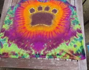 4XL Bear Paw Tie Dye Tank Top T-Shirt comfy colorful hippie shirt