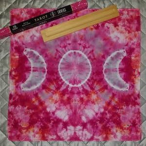 Tie Dye Wicca WiccaN witch Triple Goddess Altar Cloth/ bandana Set with incense and incense burner