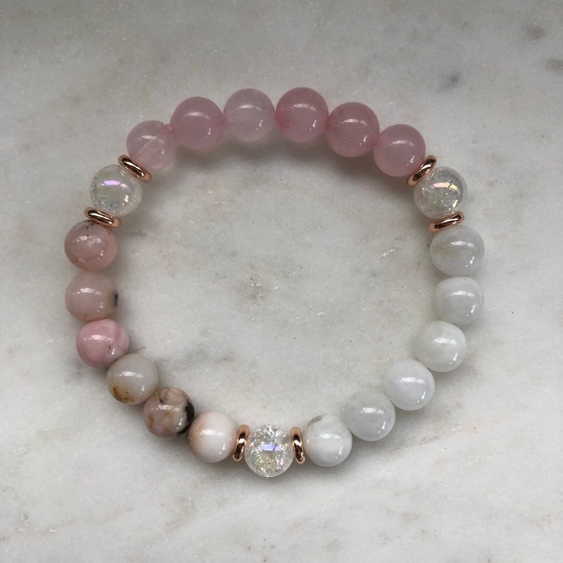 Fertility Bracelet. Moonstone Rose Quartz Pink Opal and | Etsy