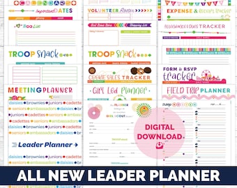 2024 Leader Troop Planner strawjenberry *Fillable PDF* Girl Scouts Inspired Badge Trackers Meeting Tools Calendars Dividers Digital Download