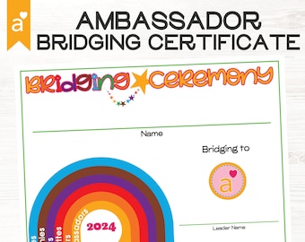 Ambassadors Troop Bridging Ceremony Certificate Fillable Girl Scouts Inspired PDF