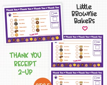 2024 Little Brownie Bakers LBB Cookie Thank You Receipt Printable Download Girl Scouts Inspired 2-UP Style 2