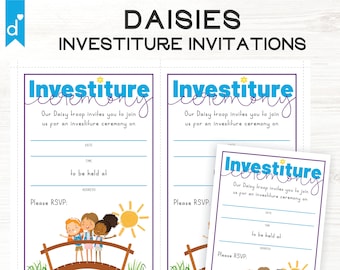 NEW Daisies Troop Investiture Ceremony Invitations Fillable PDF Girl Scouts Daisy Inspired