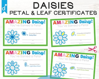 2024 Girl Scouts Inspired Daisy Petal & Leaf Certificates Fillable PDF 2 per page